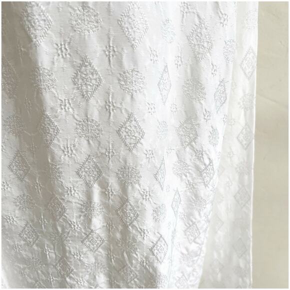 CP Shades Diamond Jacquard Print Rayon Button Down Size Large White Coastal - Picture 12 of 12